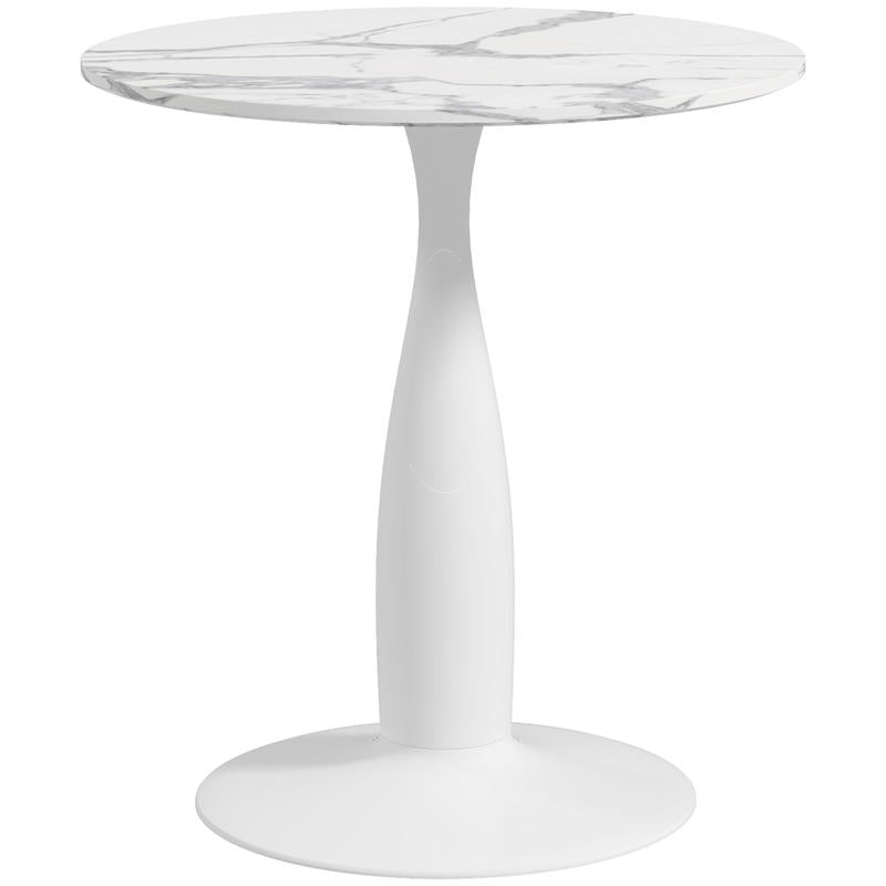 Round dining table, powder-coated steel, MDF with melamine, non-slip feet, 70 x 74cm, white, Spacesaving Table, Home Dining, Contemporary Table, Modern Round Table, Melamine Finish, Durable Construction, Round Table