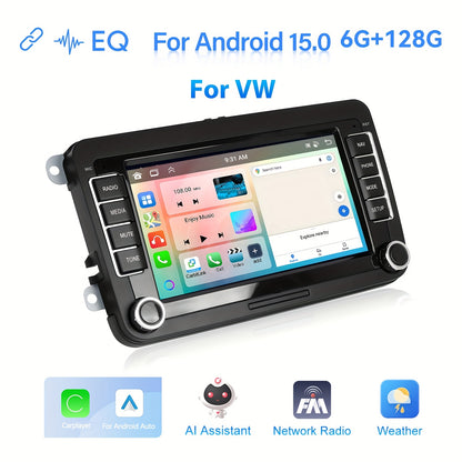 Car Multimedia Systeem – Auto Radio – Double Din Stereo – Android Headunit – Navigatiesysteem – 7 Inch HD Touchscreen – Android 15 OS – Wireless CarPlay & Android Auto – 6GB RAM 128GB Opslag