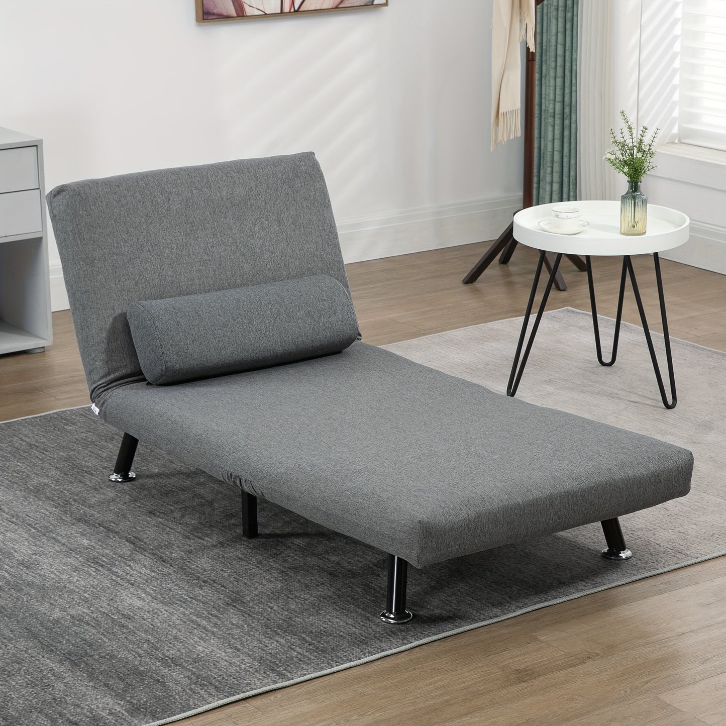 Relaxfauteuil – Loungefauteuil – Verstelbare Stoel – Relaxstoel – Fauteuil Met Bedfunctie – Donkergrijs – Verstelbare Rugleuning – Metalen Frame