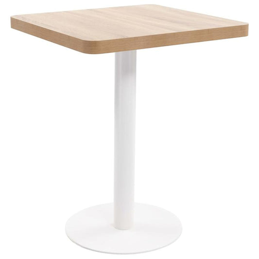 Bistrotically light brown 60x60cm MDF This bistro-style table is stylish and will be the focal point of your decor. It can also be used as a dining table. Practical and durable, it cleans easily with a damp cloth.,  Contempor
