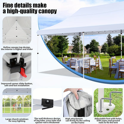 Feesttent – Partytent – Paviljoen – Opvouwbare Tent – Tuintent – 3x6 m – 6 Afneembare Zijwanden – Lichtgewicht Zeshoekig Frame