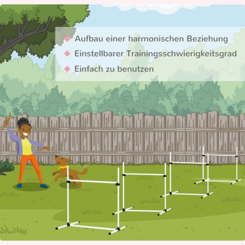 Agility Set Hond – Hondenhindernis – Training Set – Hondenparcours – Slalom Palen – Duurzaam Kunststof – 99x65x94 cm – Compleet Trainingspakket