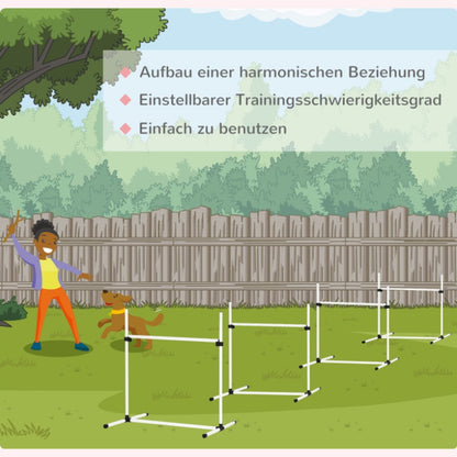 Agility Set Hond – Hondenhindernis – Training Set – Hondenparcours – Slalom Palen – Duurzaam Kunststof – 99x65x94 cm – Compleet Trainingspakket