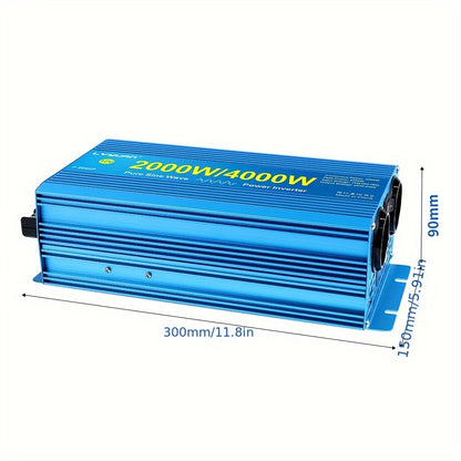 Omvormer 12V Naar 220V – Spanningomzetter – Power Inverter – Stroomomvormer – DC AC Converter – 2000W Continu / 4000W Piek – Zuivere Sinusgolf – LCD Display