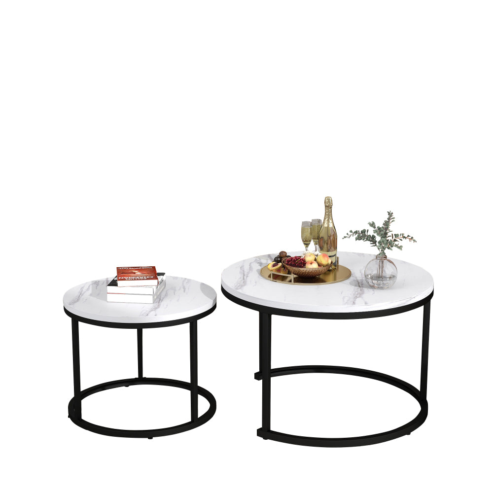 Ronde Bijzettafels – Salontafel – End Table – Nesting Tafels – Woonkamer Tafels – Set Van 2 – Hoogwaardig Metaal – Ruimtebesparend Design