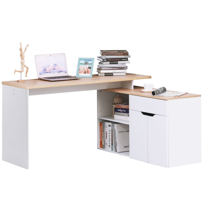 Hoekbureau – Computerbureau – Bureau – Werkplek – Bureautafel – Modulair Design – Met Lade en Kast – Wit Houtnerf – Eenvoudige Montage