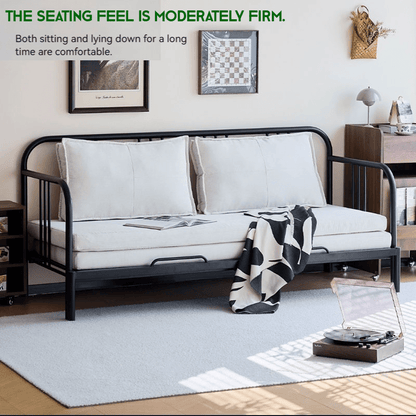 Uittrekbaar Sofa Bed Frame – Slaapbank Bedframe – Bedbank Frame – Sofa Bed Frame – Grijs Metalen Frame – Ruimtebesparend Ontwerp – Stevig Gepoedercoat Metaal