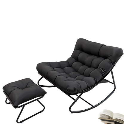 Schommelstoel – Draaifauteuil – Relaxstoel – Loungestoel – Stoel Zwart – Handmatige Verstelbare Rugleuning – 360° Draaifunctie