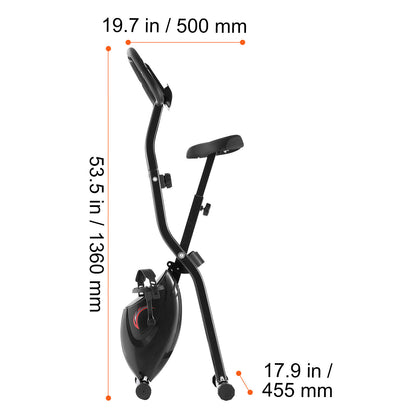 3-in-1 Hometrainer – Fitnessfiets – Indoor Bike – Stationaire Fiets – Opvouwbare Fiets – Zwart-Oranje – Verstelbaar Zadel – Magnetische Weerstand