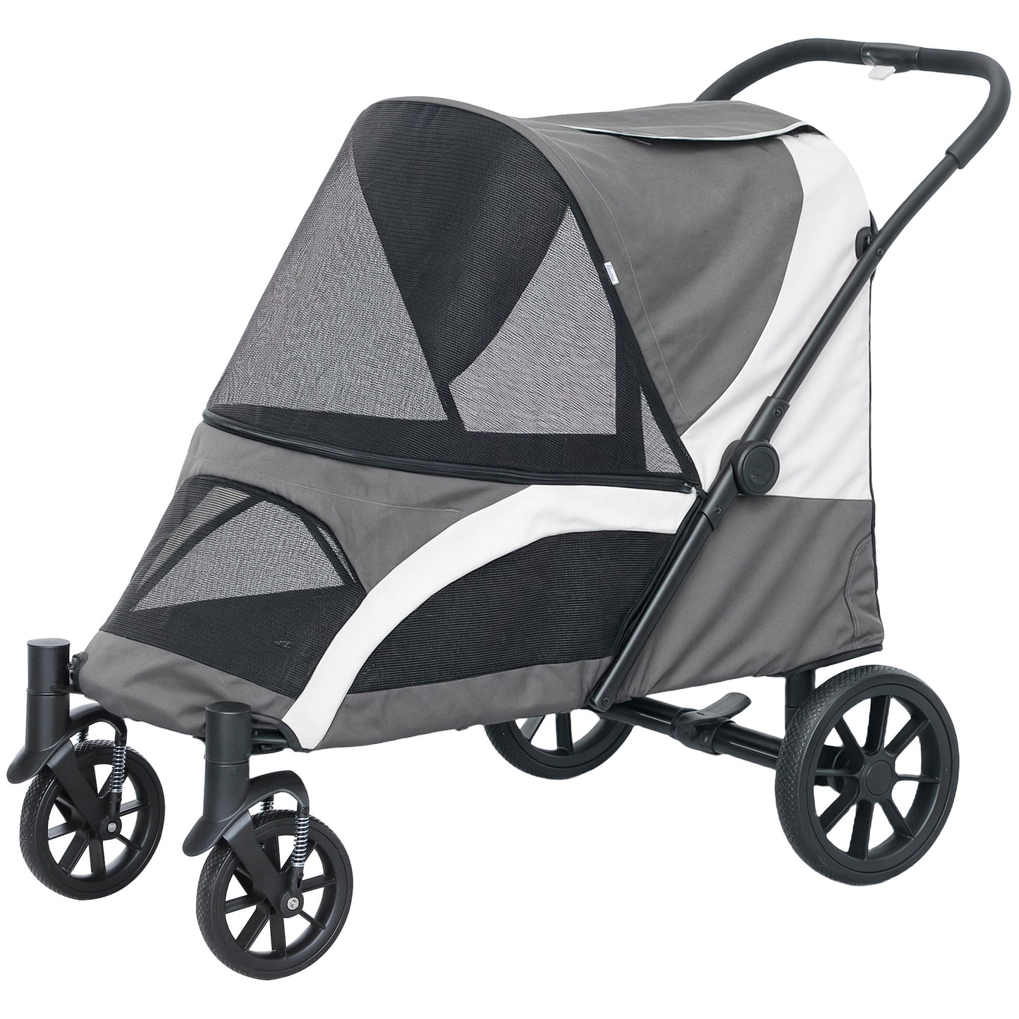 Hondenwagen – Hondenbuggy – Huisdierwagen – Hondenkar – Dog Stroller – Donkergrijs – Inklapbaar Ontwerp – Veiligheidsriemen Met Remmen