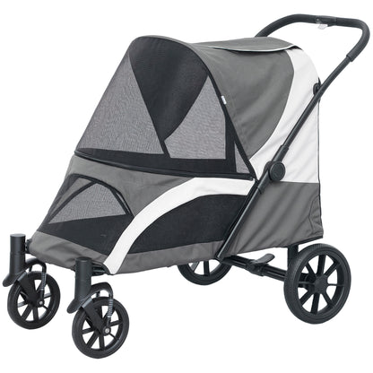 Hondenwagen – Hondenbuggy – Huisdierwagen – Hondenkar – Dog Stroller – Donkergrijs – Inklapbaar Ontwerp – Veiligheidsriemen Met Remmen
