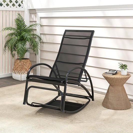 2-in-1 Schommelstoel en Ligstoel – Schommelstoel – Relaxstoel – Tuinstoel – Verstelbare Stoel – Aluminium Frame – Vier Verstelbare Rugleuningposities