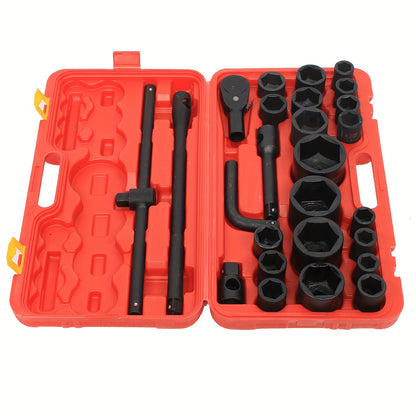 Dopsleutelset – Doppenset – Ratelsleutel – Gereedschapset – Sleutelset – 26-delig – Chrome Vanadium Staal – 3/4" & 1" Aandrijving 21-65mm