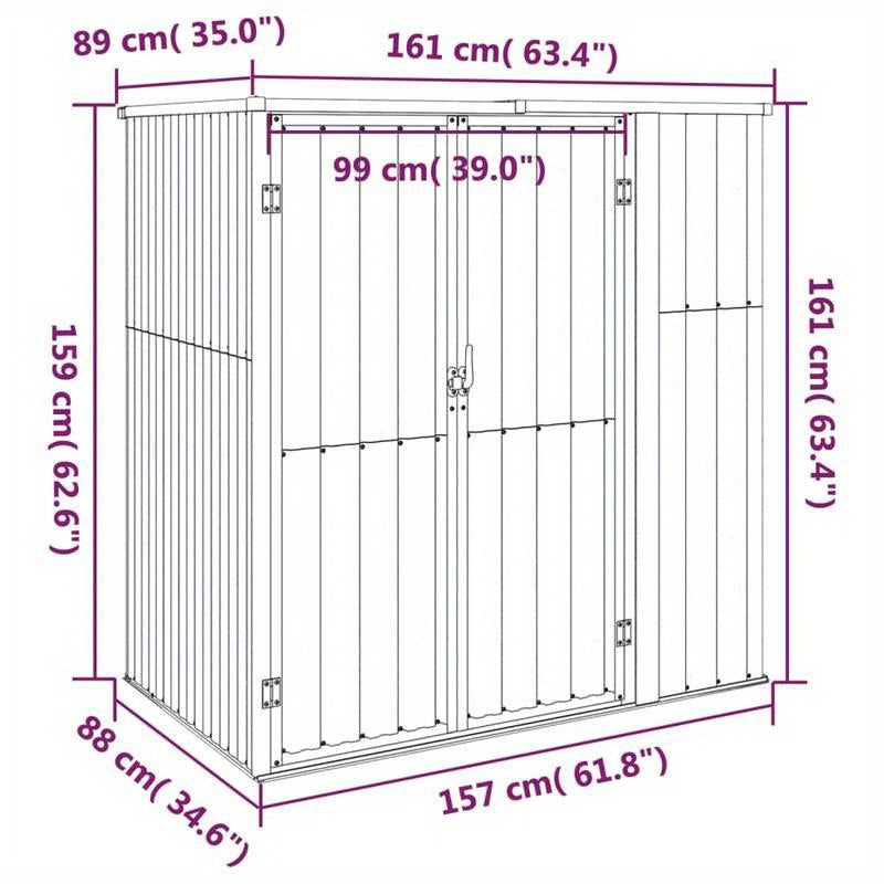 Tuinhuisje – Tuinschuur – Berging – Gereedschapsschuur – Opbergschuur – Gegalvaniseerd Staal – Afmeting 161x89x161 cm – Verplaatsbaar Grijs
