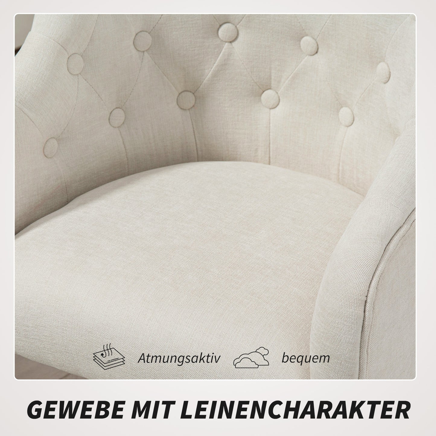 Bureaustoel – Bureaustoelen – Kantoorstoel – Office Chair – Bureaustoel – Linnen Bekleding – Verstelbare Zithoogte – Gouden Poten – Beige