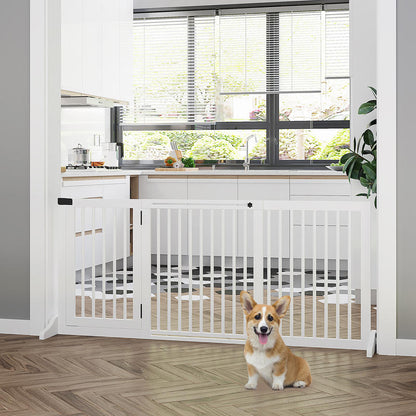 Hondenhek – Veiligheidspoort – Babypoort – Houten Barrier – Vrijstaande Hondenpoort – Verstelbaar 113-166 cm – Hoogwaardige Houtafwerking – Met Deur