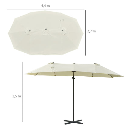 Dubbele Parasol – Tuinparasol – XL Parasol – Terrasparasol – Zonwering – Met Zwengel – Metalen Frame – Groot Schaduwoppervlak 440x270x250 cm – UV Bescherming