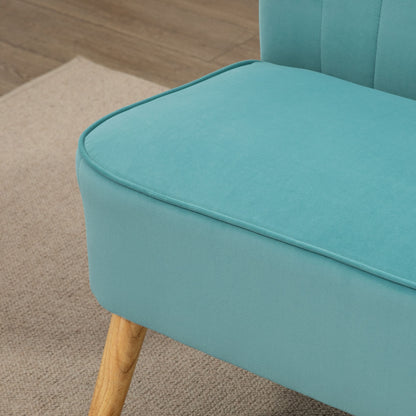 2-zitsbank – Tweezitsbank – Sofa – Zitbank – Linnen Bank – Retro Design – Houten Poten – 117x56,5x77 cm – Groen
