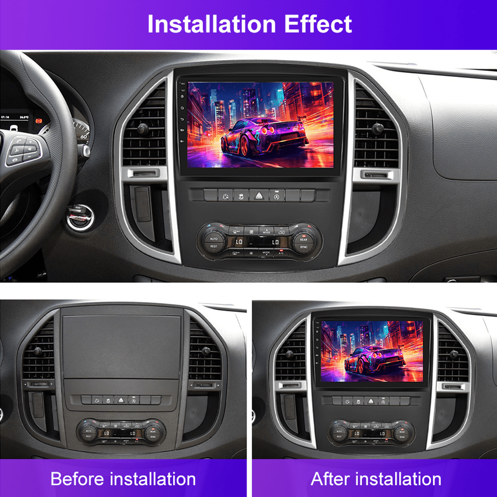 Autoradio Mercedes Vito – Multimedia Speler – Navigatiesysteem – CarPlay Android Auto – 2-DIN Autoradio – 15 Inch Scherm – Draadloos CarPlay & GPS Navigatie – AHD Achteruitrijcamera & Stuurwielbediening
