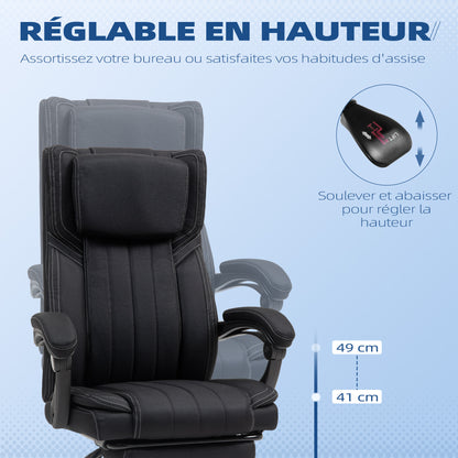 Bureaustoel – Office Chair – Werkstoel – Computestoel – Ergonomische Stoel – Verstelbare Hoogte – Inklapbare Rugleuning met Voetensteun – Zwart