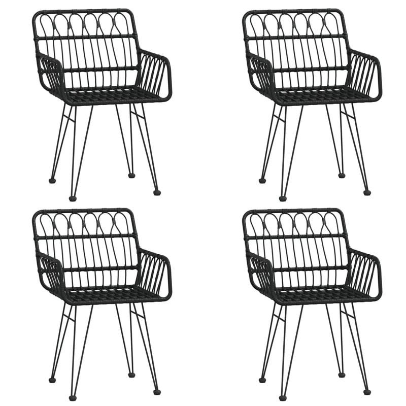 Tuinset – Tuinmeubel – Terrasset – Buitenmeubilair – Patio Set – Zwart Poly Rattan – Weerbestendig – 5-Delige Set Met Tafel En 4 Stoelen