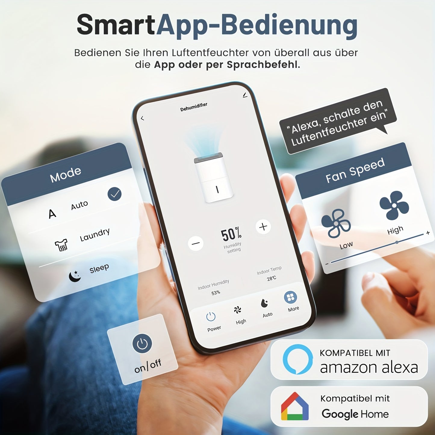Luchtontvochtiger – Ontvochtiger – Vochtvreter – Dehumidifier – Vochtbestrijder – 14L per dag Ontvochtiging – WiFi App Bediening & Automatische Vochtigheidssensor