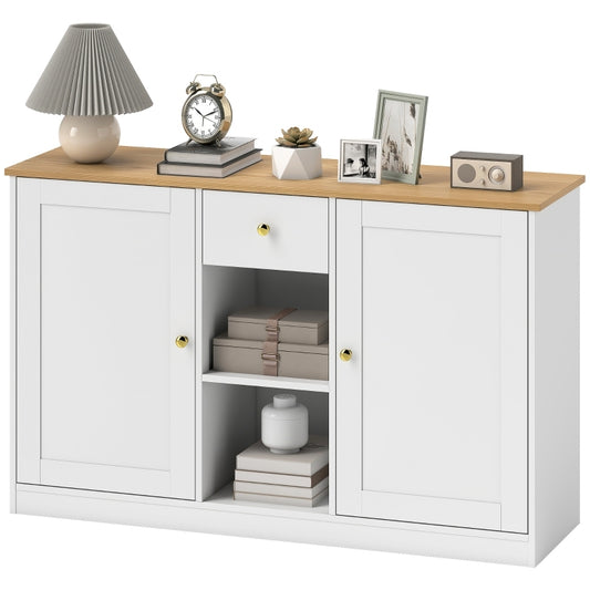 Dressoir – Opbergkast – Buffetkast – Ladekast – Wandkast – Wit – 120x35x75 cm – Stijlvol Met Gouden Grepen – Duurzaam Spaanplaat