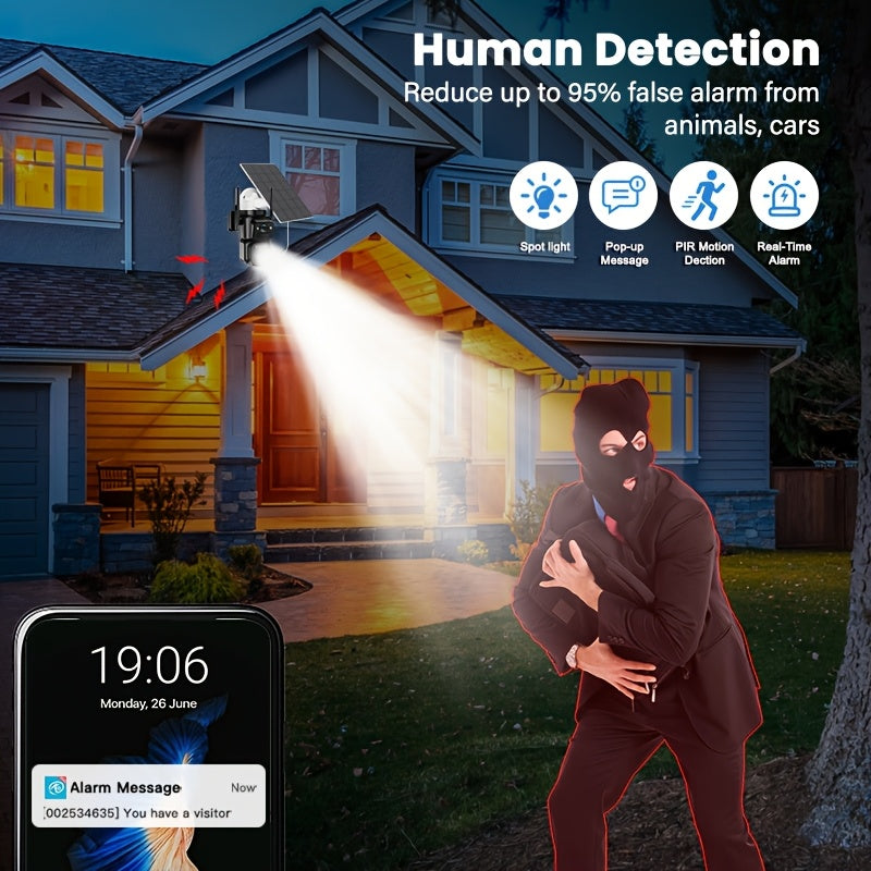 Zonne-Energie Camera – Draadloze Beveiligingscamera – Buiten Camera – Zonnepaneel Camera – 355° Bewegingsdetectie – 1440p Nachtzicht