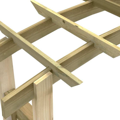 Houten Tuinboog – Tuinboog – Klimsteiger – Klimframe – Boogdoorgang – Bruin – 150 x 60 x 210 cm – Groen Geïmpregneerd Grenenhout