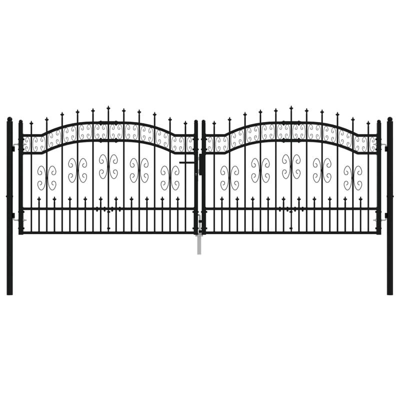 Zwarte Stalen Poort – Tuinpoort – Opritpoort – Erfafscheiding – Metalen Poort – Speerpuntontwerp – 305x151 cm – Weerbestendig & Onderhoudsvriendelijk