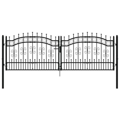 Zwarte Stalen Poort – Tuinpoort – Opritpoort – Erfafscheiding – Metalen Poort – Speerpuntontwerp – 305x151 cm – Weerbestendig & Onderhoudsvriendelijk