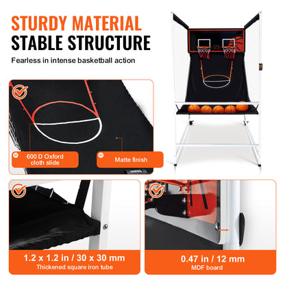 Basketbalspel – Basketbalgame – Indoor Basketbal – Arcade Spel – Dubbele Hoepel – 8-in-1 Spelmodi – Stevig Stalen Frame – Elektronisch Scorebord