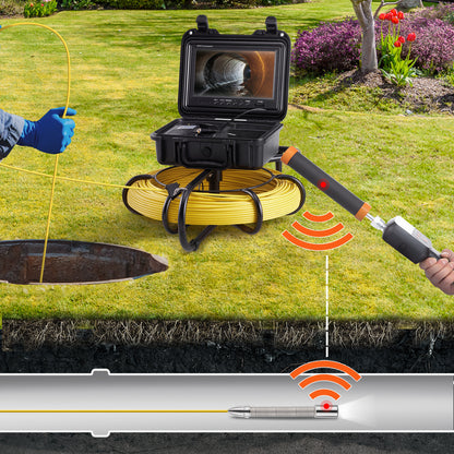 Rioolcamera – Inspectiecamera – Endoscoop – Buisinspectiecamera – Afvoercamera – 91,5 Meter Kabel – 9 Inch 720p Scherm – 512Hz Sonde