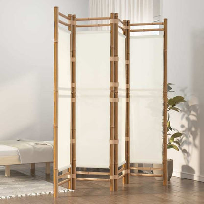 Paravent – Kamerscherm – Roomdivider – Scheidingswand – Privacy Scherm – Vouwbaar – Bamboe & Canvas – 160 cm Breed