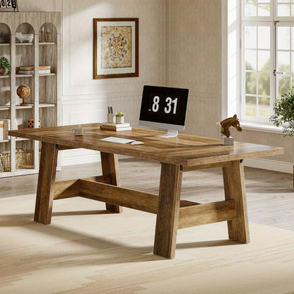 Vergadertafel – Conferentietafel – Bureaublad – Werktafel – Vergaderbureau – 179 cm Rechthoekig – E0 MDF Rustiek Bruin – Ruimtebesparend – Gemakkelijk Montage
