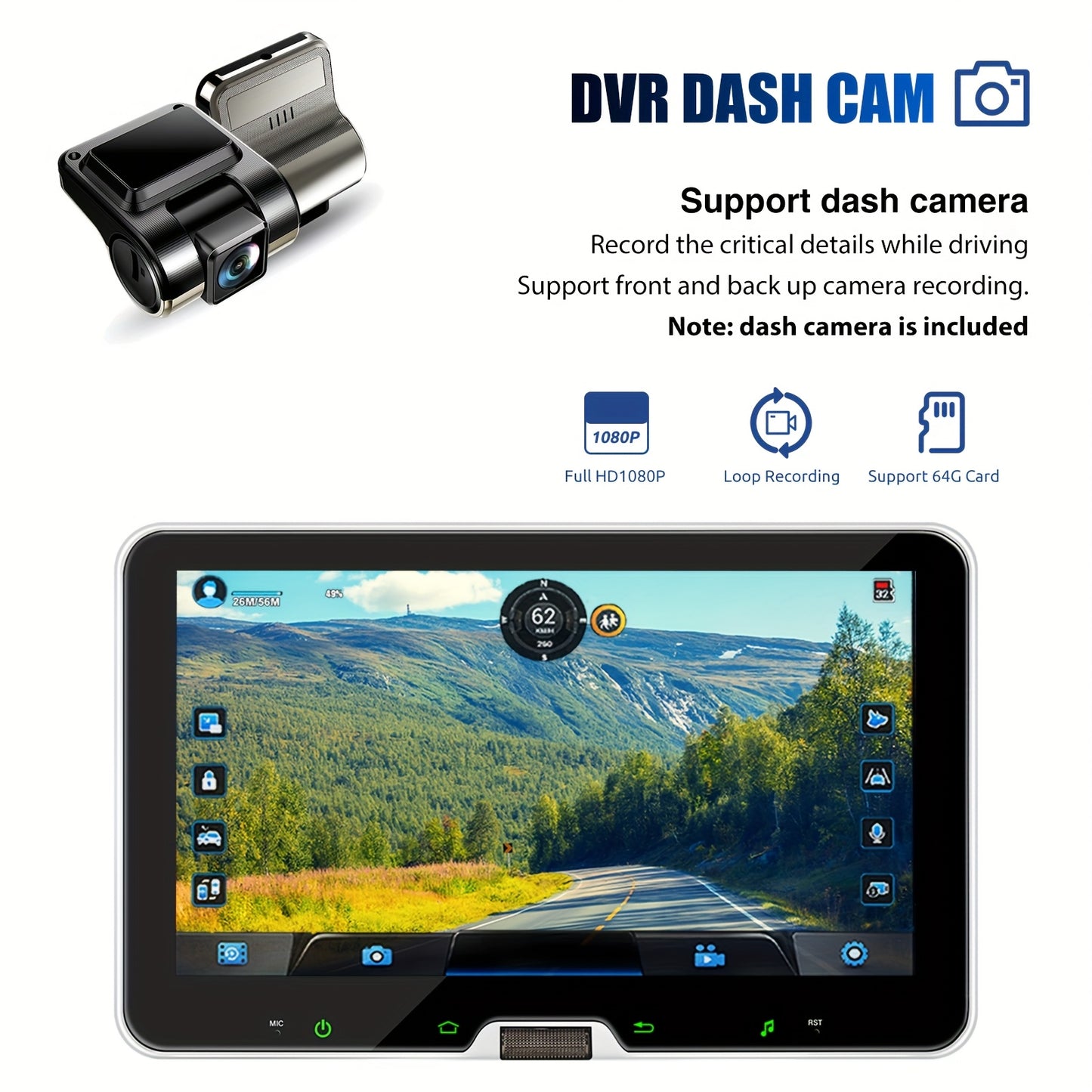Autoradio – Single DIN Radio – Autoradio Multimedia – Draaibare Stereo – Vehicle Multimedia – 10,1 Inch HD IPS-Scherm – Android 14.0 met Draadloze CarPlay & Android Auto