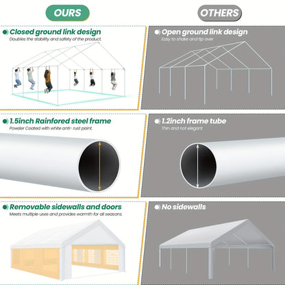 Partytent – Tuintent – Paviljoen – Feesttent – Evenemententent – 6x6 Meter – Aluminium Frame – Waterdicht UV50+ Met Afneembare Zijwanden
