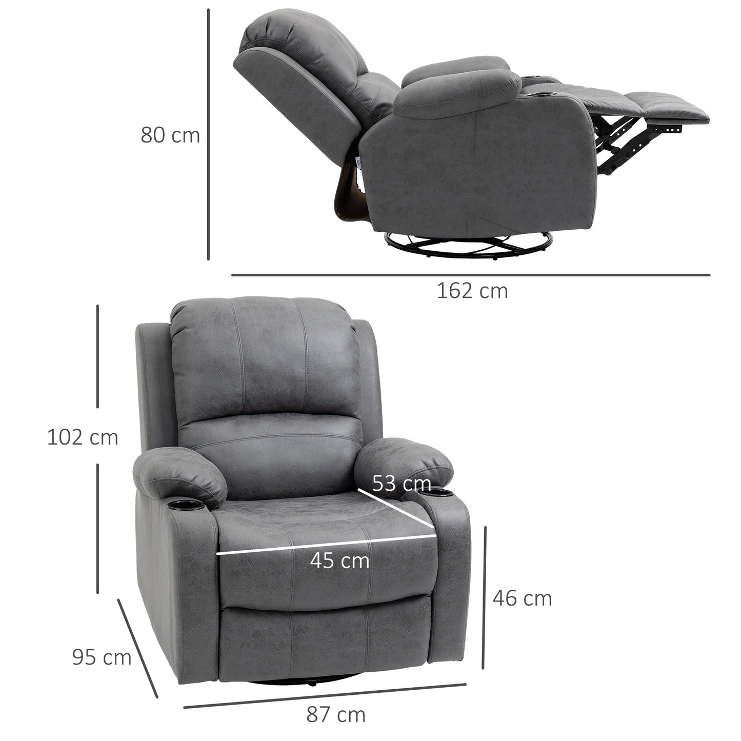 Relaxfauteuil – Fauteuil – Relaxstoel – Draaifauteuil – Schommelstoel – Grijs Microvezel – Verstelbare Rugleuning en Draaifunctie