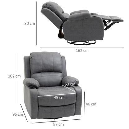 Relaxfauteuil – Fauteuil – Relaxstoel – Draaifauteuil – Schommelstoel – Grijs Microvezel – Verstelbare Rugleuning en Draaifunctie