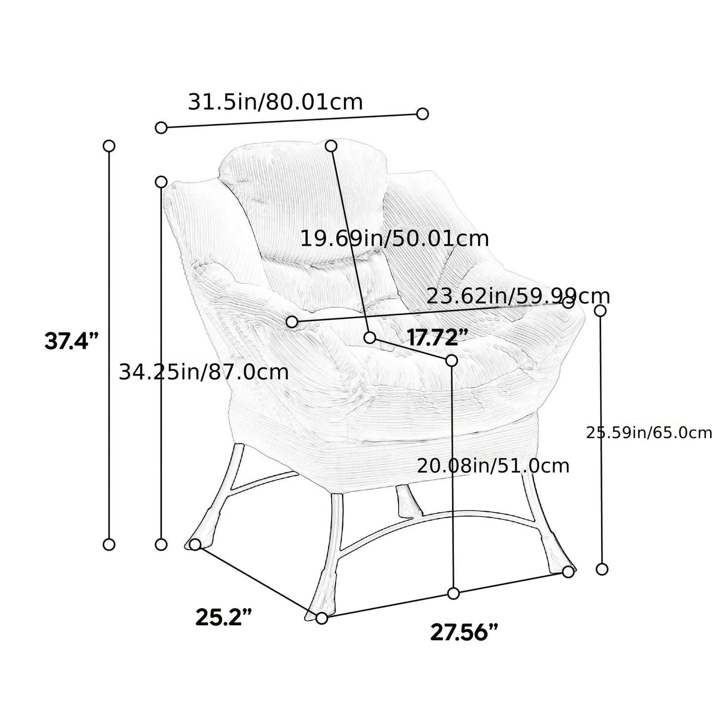 Loungestoel – Fauteuil – Relaxstoel – Leunstoel – Relaxfauteuil – Modern Blauw – Ruimtebesparend Design – Comfortabele Katoenen Bekleding Met Voetenbank