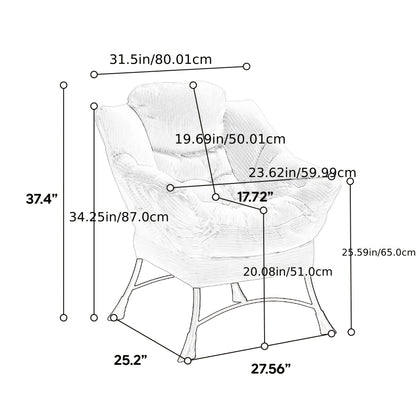 Loungestoel – Fauteuil – Relaxstoel – Leunstoel – Relaxfauteuil – Modern Blauw – Ruimtebesparend Design – Comfortabele Katoenen Bekleding Met Voetenbank