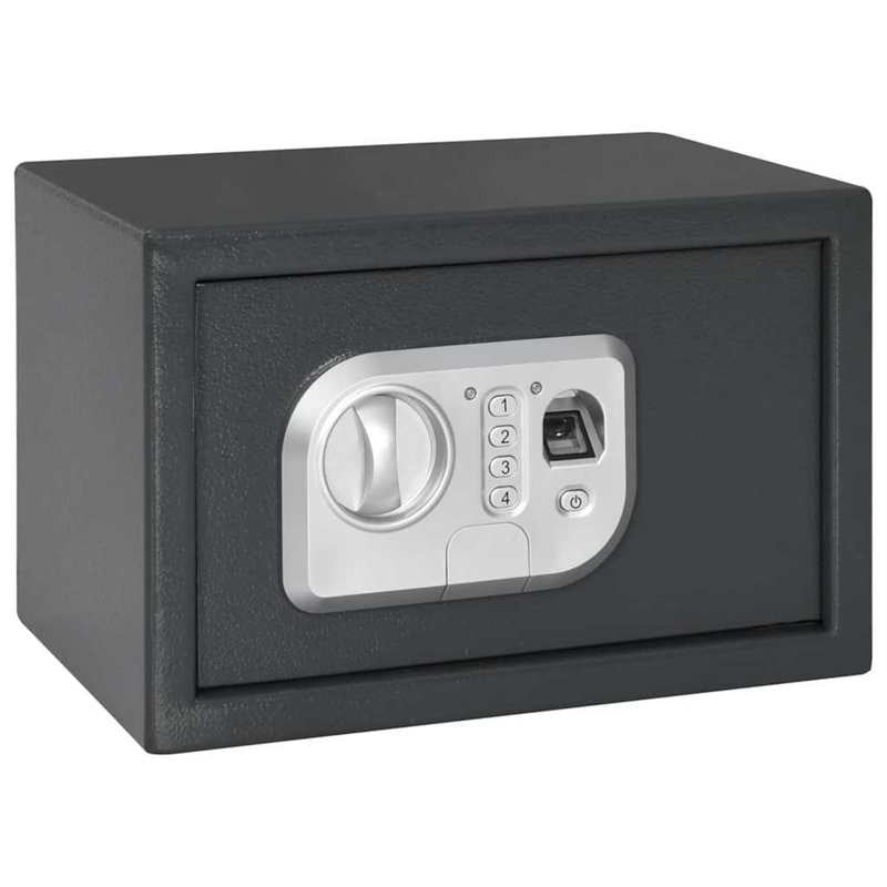 Kluis – Veiligheidskast – Geldkist – Bewaarbox – Safe – Donkergrijs Stalen Beveiligingskluis – Compact 20x31 cm – Stevig Anti-Inbraakslot