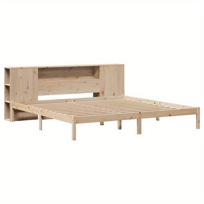 Bedframe – Boekenkastbed – Opbergbed – Houten Bed – Ruimtebesparend Bed – Modern Design – Dennehout – 180x200 cm – Eenvoudige Montage