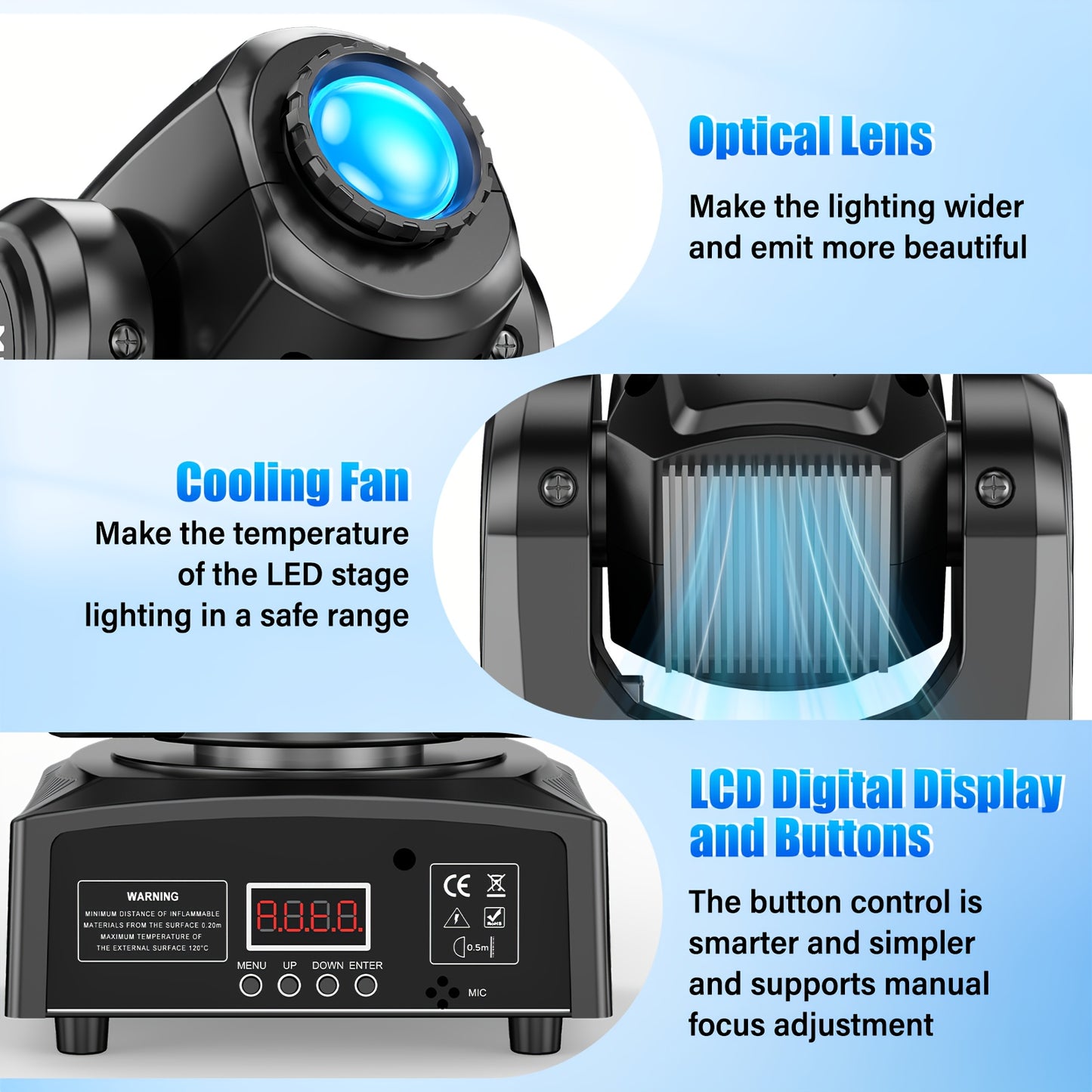 2 PACK Of120W LED Moving Head Light RGBW 8 Gobo Beam Multi Pattern DMX Suitable for Djs, Discos, Nightclubs, Ktvs, Bars, Theatres, Arcades, Parties
