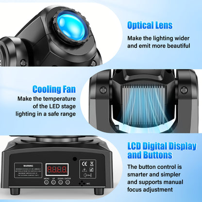 2 PACK Of120W LED Moving Head Light RGBW 8 Gobo Beam Multi Pattern DMX Suitable for Djs, Discos, Nightclubs, Ktvs, Bars, Theatres, Arcades, Parties