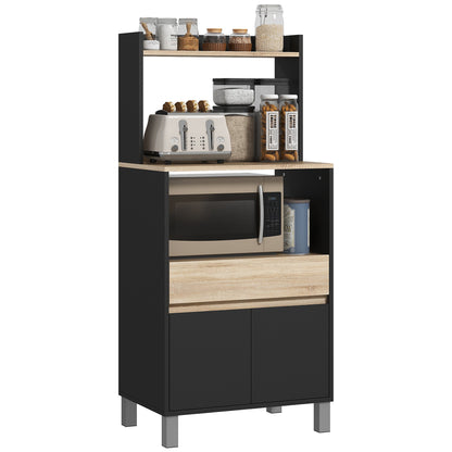 Microwavekast – Keukenkast – Opbergmeubel – Buffetkast – Servieskast – Scandinavisch Design – 60x40x131 cm – Melamine Coating