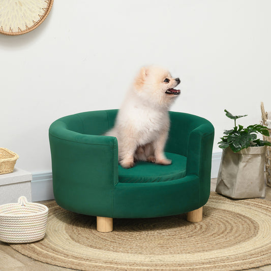 Huisdiersofa – Dierenbank – Dierenbed – Kattenbank – Hondensofa – Wasbare Kussenhoes – Berkenhouten Poten – Geschikt Voor Kleine Huisdieren Tot 4,5 Kg – Groen