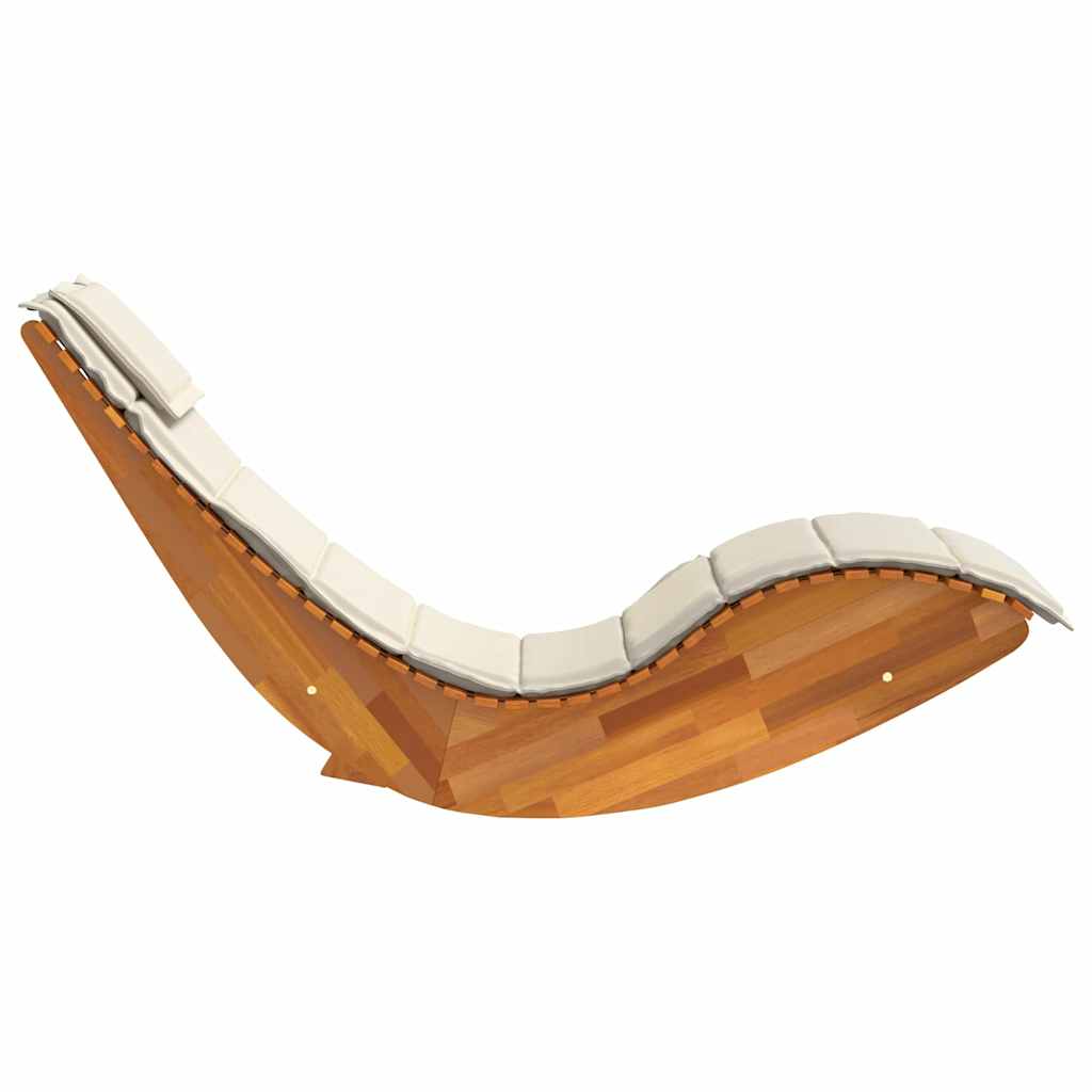 Loungestoel Teak – Tuinstoel – Balkonstoel – Relaxstoel – Lounger – Massief Teakhout – Weerbestendige Kussens Crème
