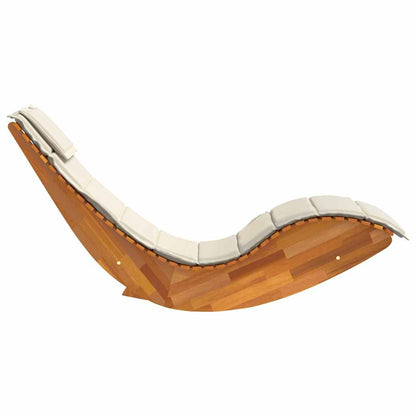 Loungestoel Teak – Tuinstoel – Balkonstoel – Relaxstoel – Lounger – Massief Teakhout – Weerbestendige Kussens Crème