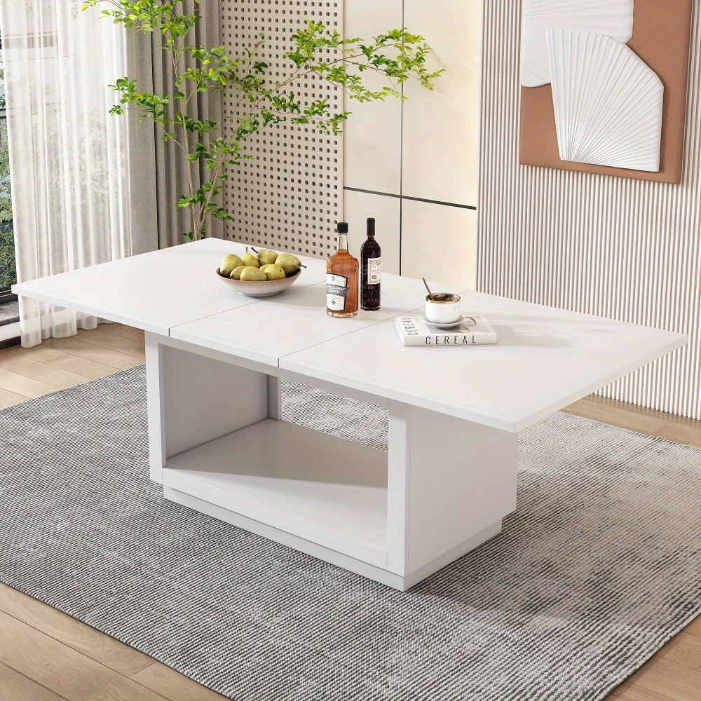 Uitschuifbare Eettafel – Eettafel – Uitklapbare Tafel – Inklapbare Tafel – Tafel Woonkamer – Wit – Ruimtebesparend Design – Stevige MDF Constructie